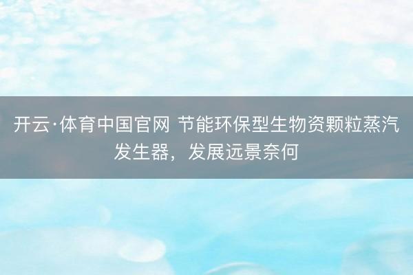 开云·体育中国官网 节能环保型生物资颗粒蒸汽发生器,发展远景奈何