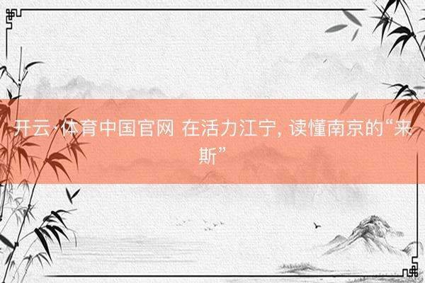 开云·体育中国官网 在活力江宁， 读懂南京的“来斯”