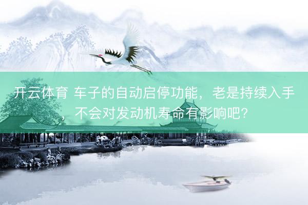 开云体育 车子的自动启停功能,老是持续入手,不会对发动机寿命有影响吧?