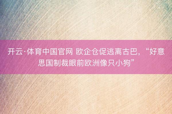 开云·体育中国官网 欧企仓促逃离古巴，“好意思国制裁眼前欧洲像只小狗”