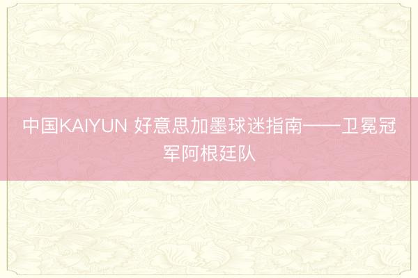 中国KAIYUN 好意思加墨球迷指南——卫冕冠军阿根廷队