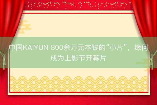 中国KAIYUN 800余万元本钱的“小片”，缘何成为上影节开幕片